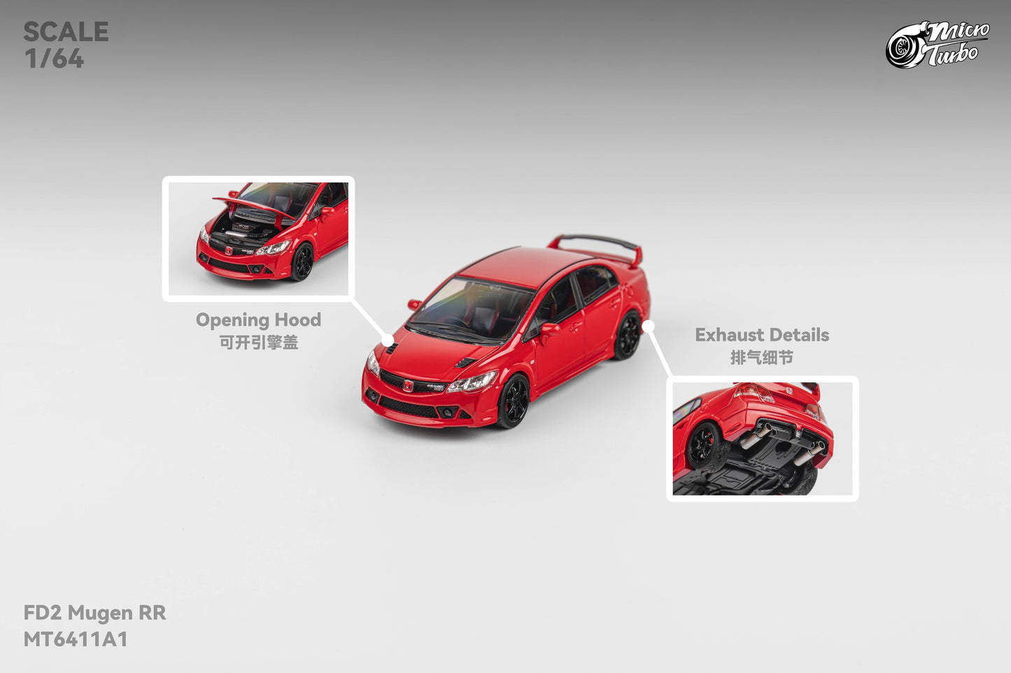 (Pre-Order) Microturbo 1/64 Custom FD2 MUGEN RR - Red
