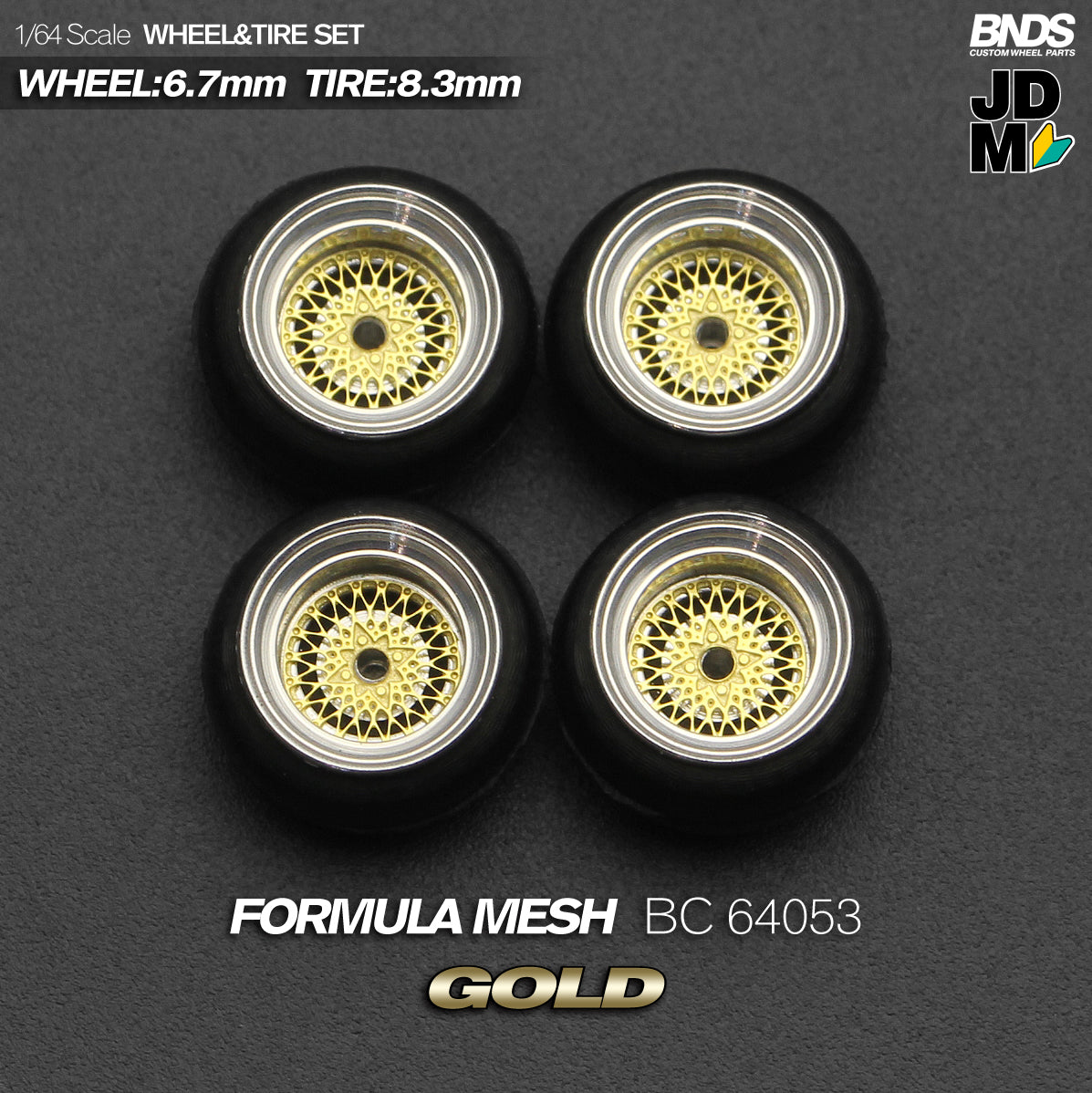BNDS by Mot Hobby 1/64 Diecast Wheels and Tire Set - Alloy Classic 15-inch/8.3mm | BC64053 - BC64054