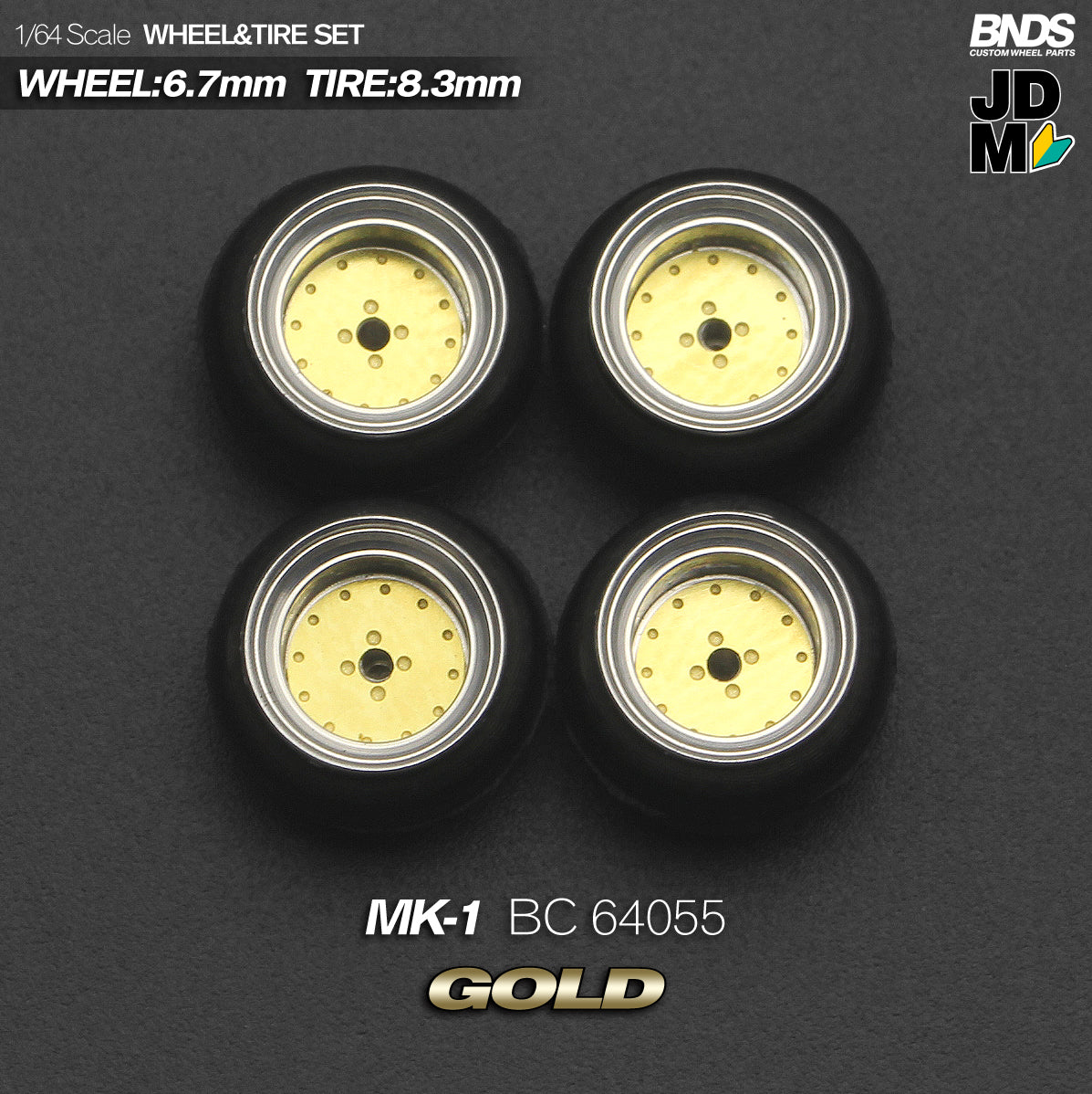 BNDS by Mot Hobby 1/64 Diecast Wheels and Tire Set - Alloy Classic 15-inch/8.3mm | BC64055 - BC 64056