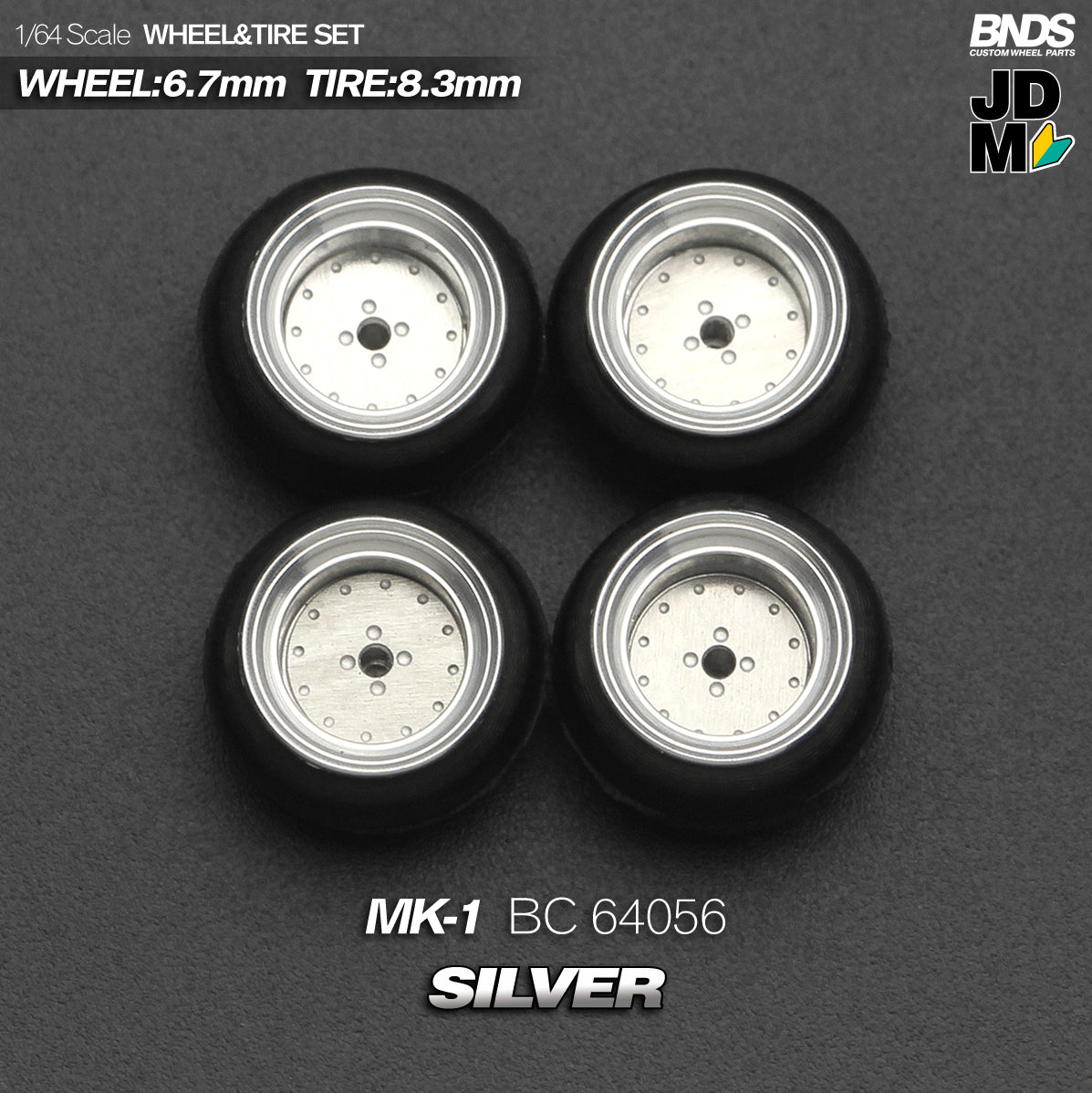 BNDS by Mot Hobby 1/64 Diecast Wheels and Tire Set - Alloy Classic 15-inch/8.3mm | BC64055 - BC 64056