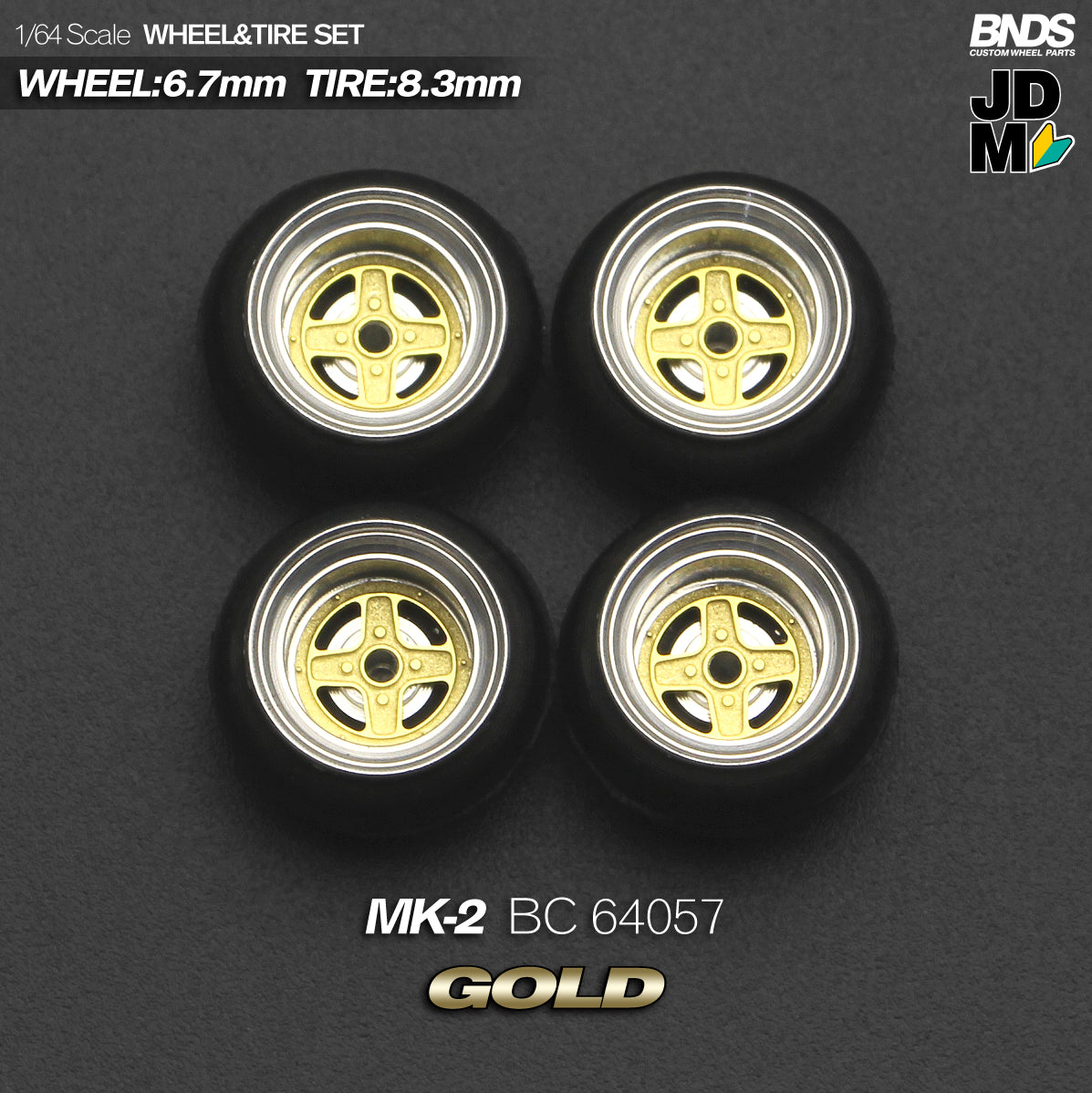 BNDS by Mot Hobby 1/64 Diecast Wheels and Tire Set - Alloy Classic 15-inch/8.3mm | BC64057 - BC64058