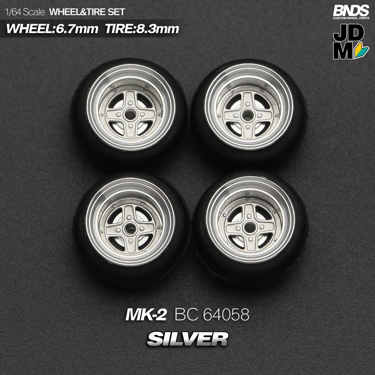 BNDS by Mot Hobby 1/64 Diecast Wheels and Tire Set - Alloy Classic 15-inch/8.3mm | BC64057 - BC64058