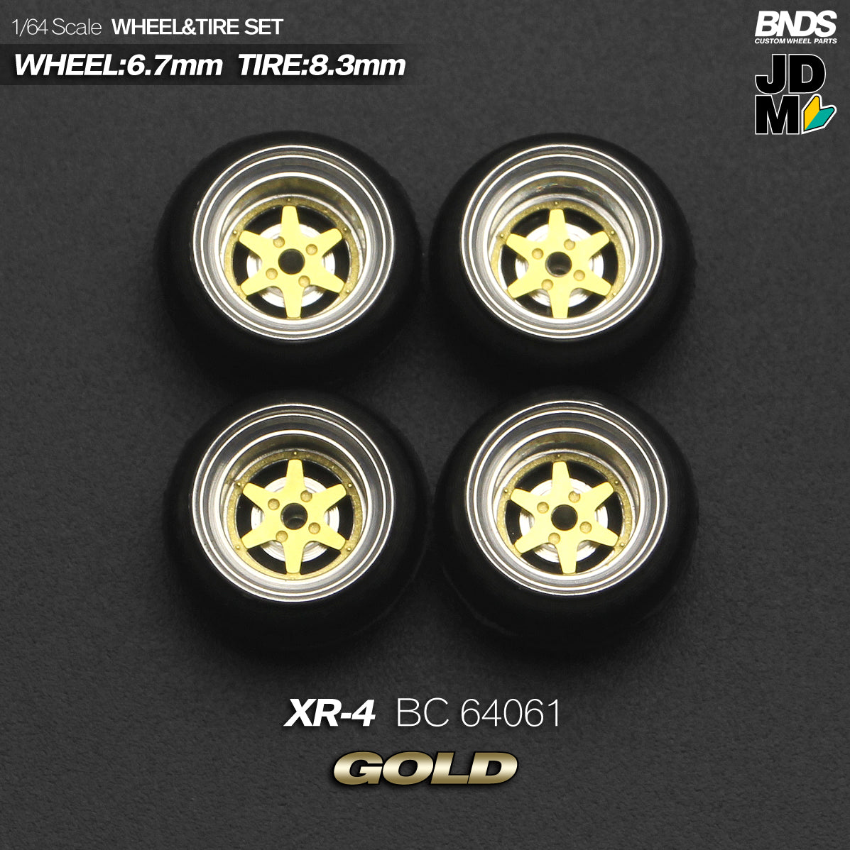 BNDS by Mot Hobby 1/64 Diecast Wheels and Tire Set - Alloy Classic 15-inch/8.3mm | BC64061 - BC64062