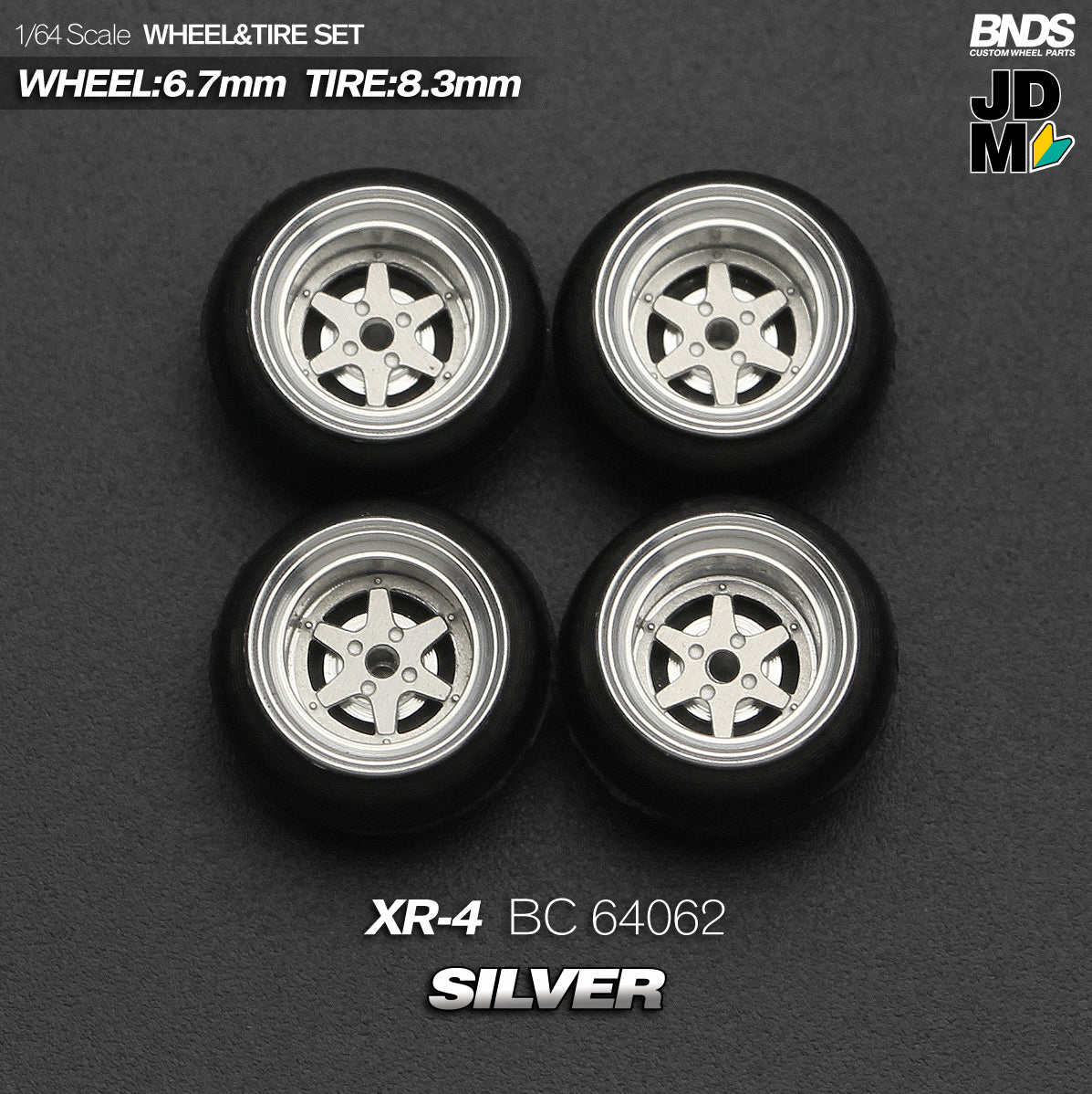 BNDS by Mot Hobby 1/64 Diecast Wheels and Tire Set - Alloy Classic 15-inch/8.3mm | BC64061 - BC64062
