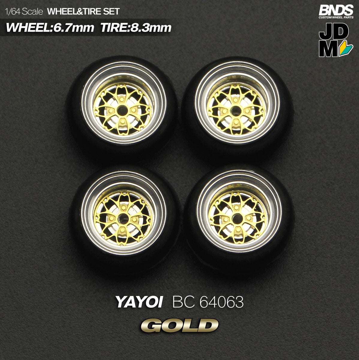 BNDS by Mot Hobby 1/64 Diecast Wheels and Tire Set - Alloy Classic 15-inch/8.3mm | BC64063 - BC64064