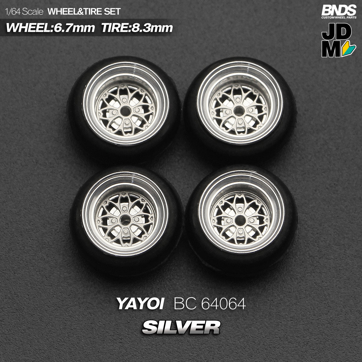 BNDS by Mot Hobby 1/64 Diecast Wheels and Tire Set - Alloy Classic 15-inch/8.3mm | BC64063 - BC64064