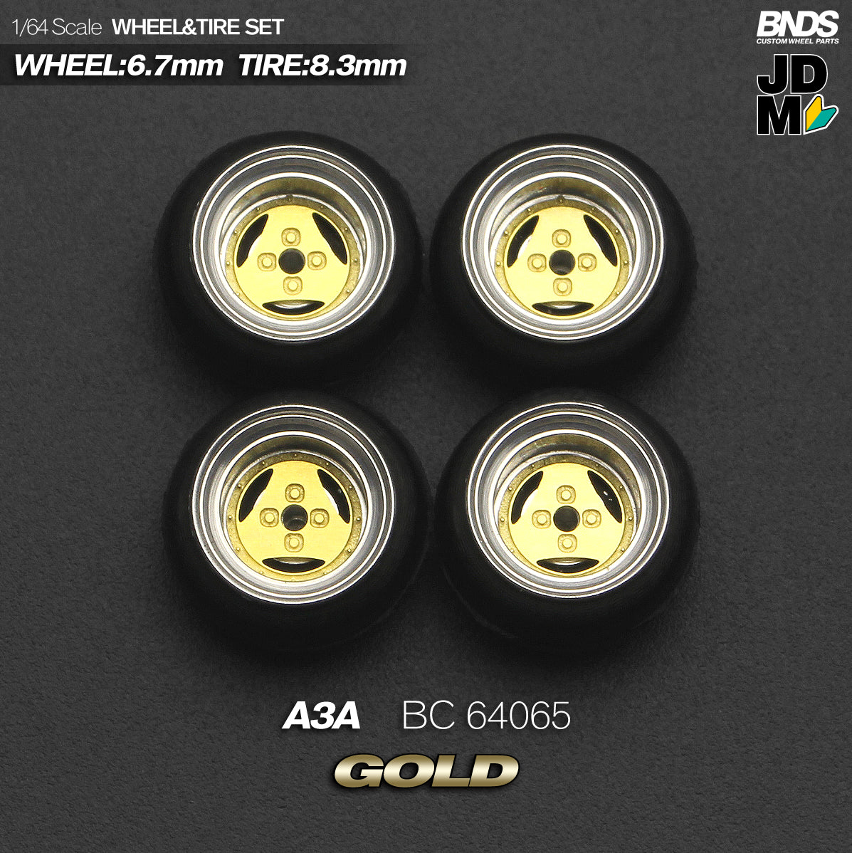 BNDS by Mot Hobby 1/64 Diecast Wheels and Tire Set - Alloy Classic 15-inch/8.3mm | BC64065 - BC64066