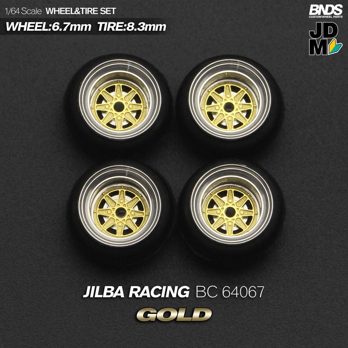 BNDS by Mot Hobby 1/64 Diecast Wheels and Tire Set - Alloy Classic 15-inch/8.3mm | BC64067 - BC64068