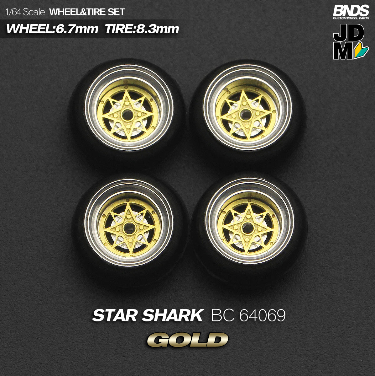 BNDS by Mot Hobby 1/64 Diecast Wheels and Tire Set - Alloy Classic 15-inch/8.3mm | BC64069 - BC64070