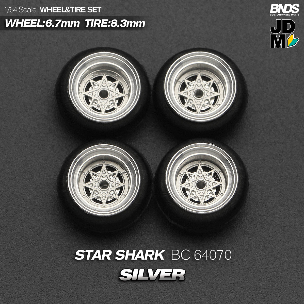 BNDS by Mot Hobby 1/64 Diecast Wheels and Tire Set - Alloy Classic 15-inch/8.3mm | BC64069 - BC64070