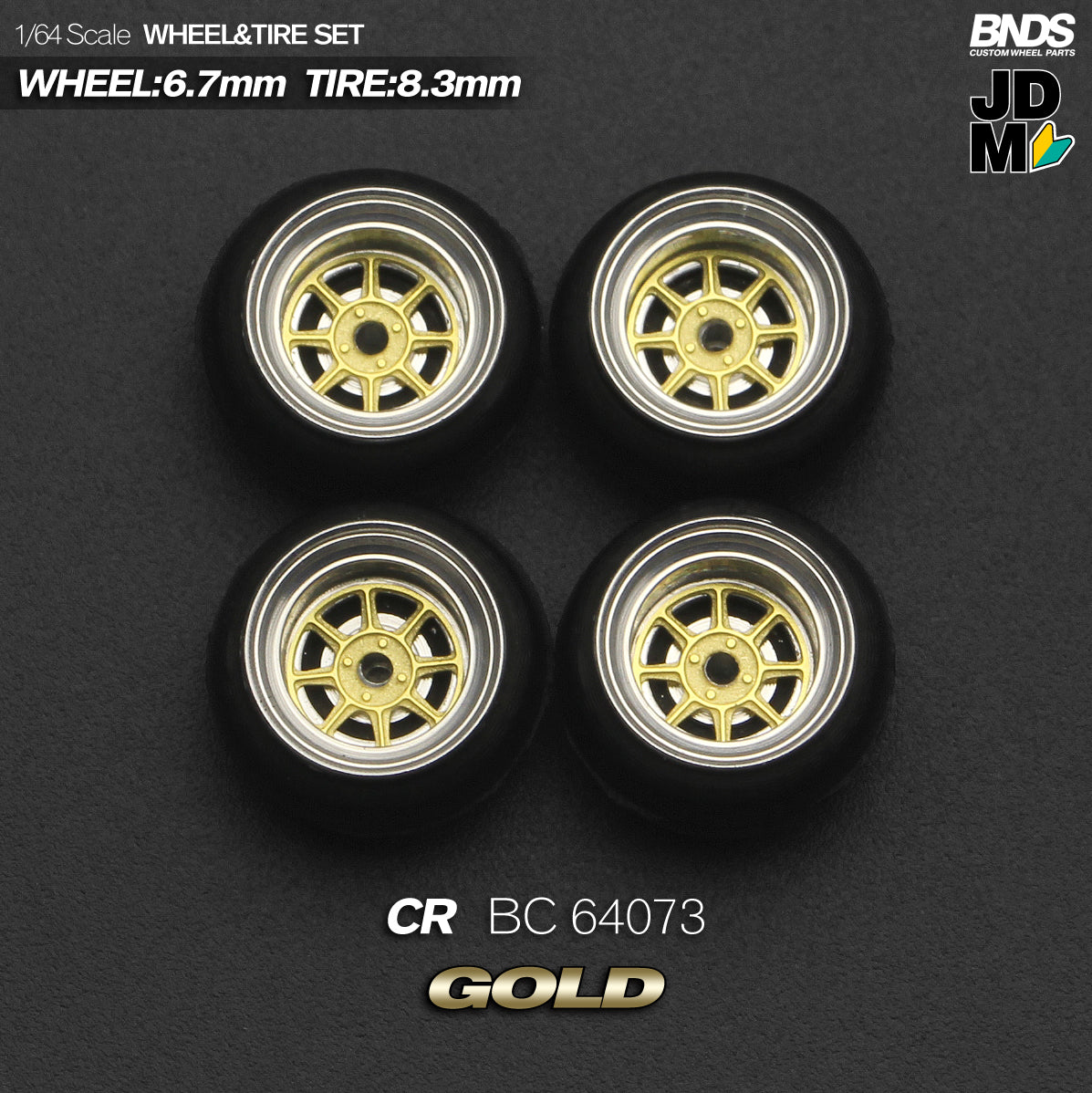 BNDS by Mot Hobby 1/64 Diecast Wheels and Tire Set - Alloy Classic 15-inch/8.3mm | BC64073 - BC64074