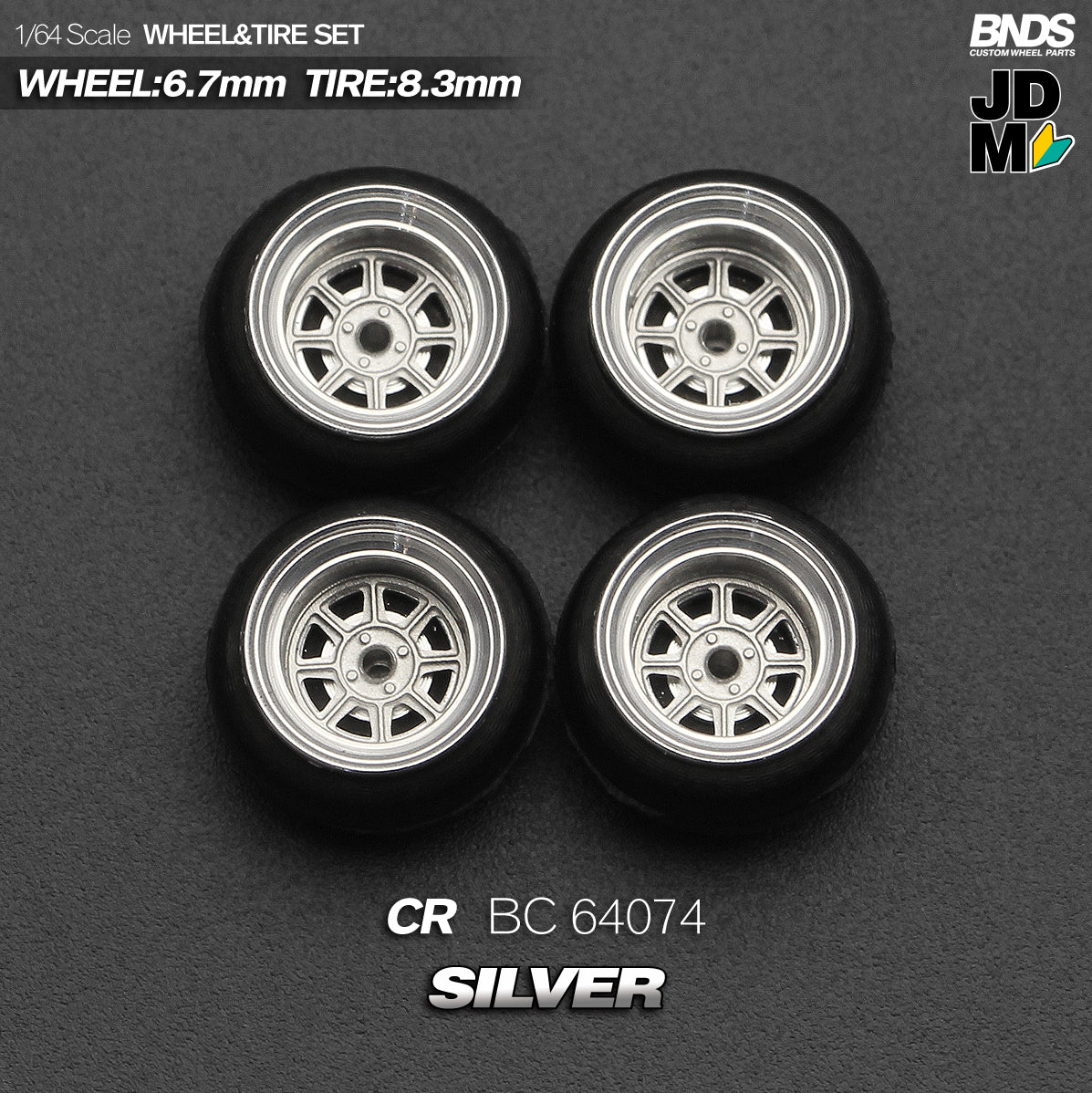 BNDS by Mot Hobby 1/64 Diecast Wheels and Tire Set - Alloy Classic 15-inch/8.3mm | BC64073 - BC64074