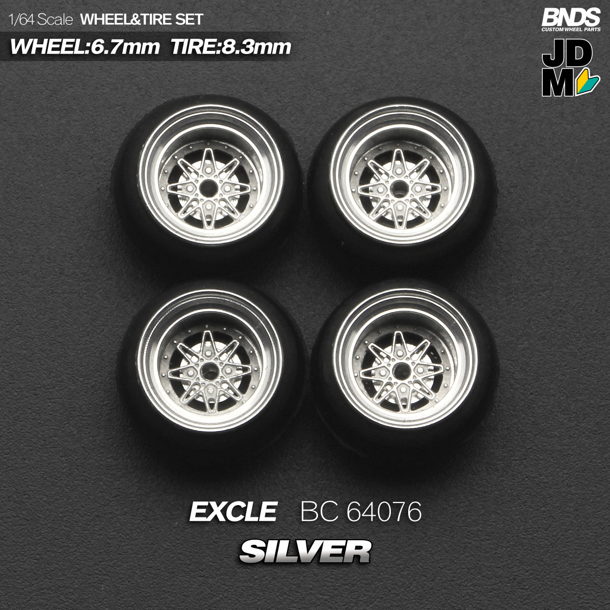 BNDS by Mot Hobby 1/64 Diecast Wheels and Tire Set - Alloy Classic 15-inch/8.3mm | BC64075 - BC64076