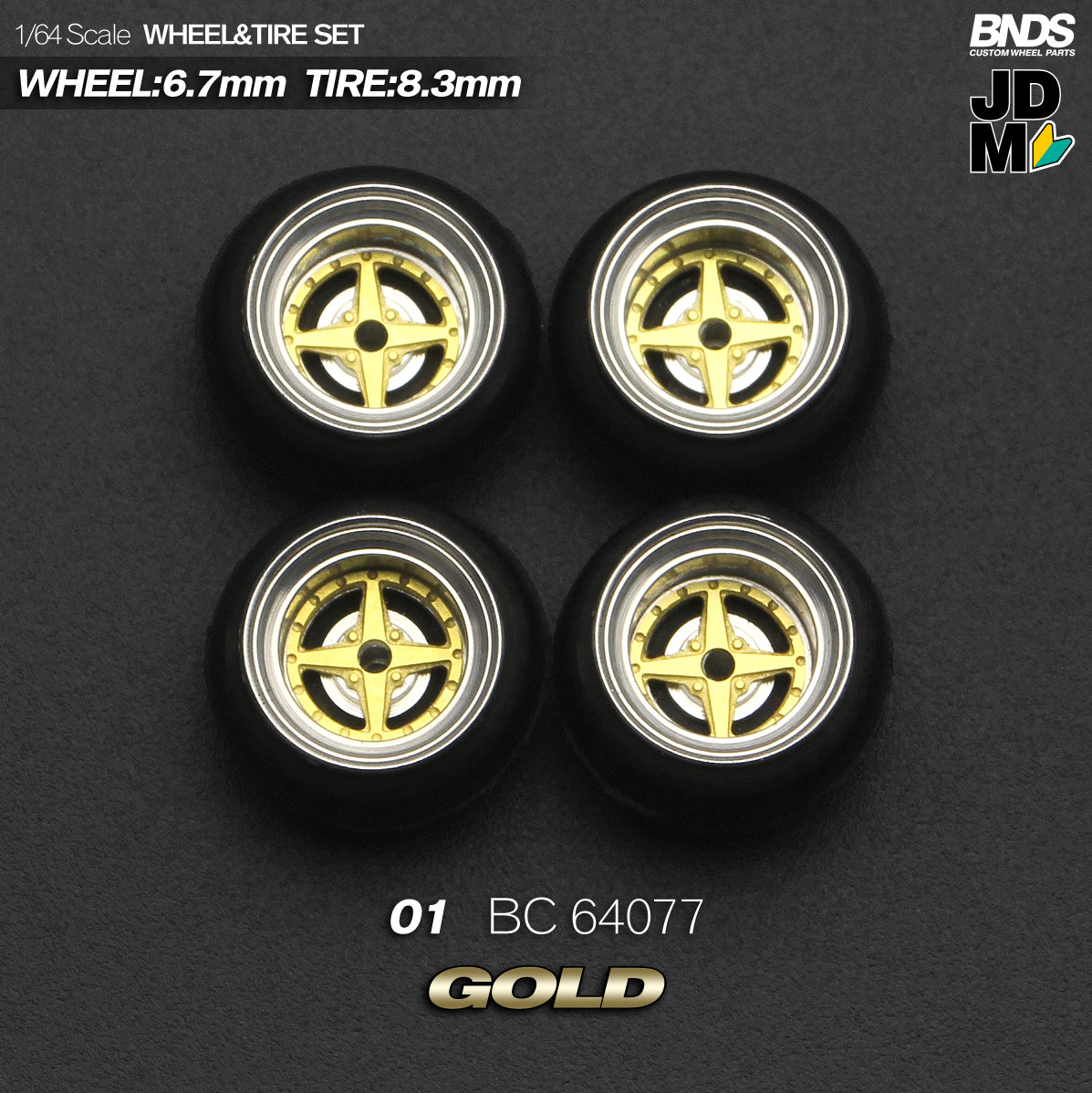 BNDS by Mot Hobby 1/64 Diecast Wheels and Tire Set - Alloy Classic 15-inch/8.3mm | BC64077-BC64078