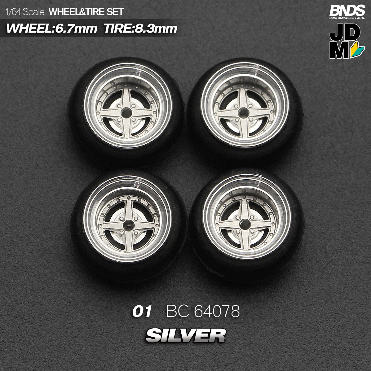 BNDS by Mot Hobby 1/64 Diecast Wheels and Tire Set - Alloy Classic 15-inch/8.3mm | BC64077-BC64078