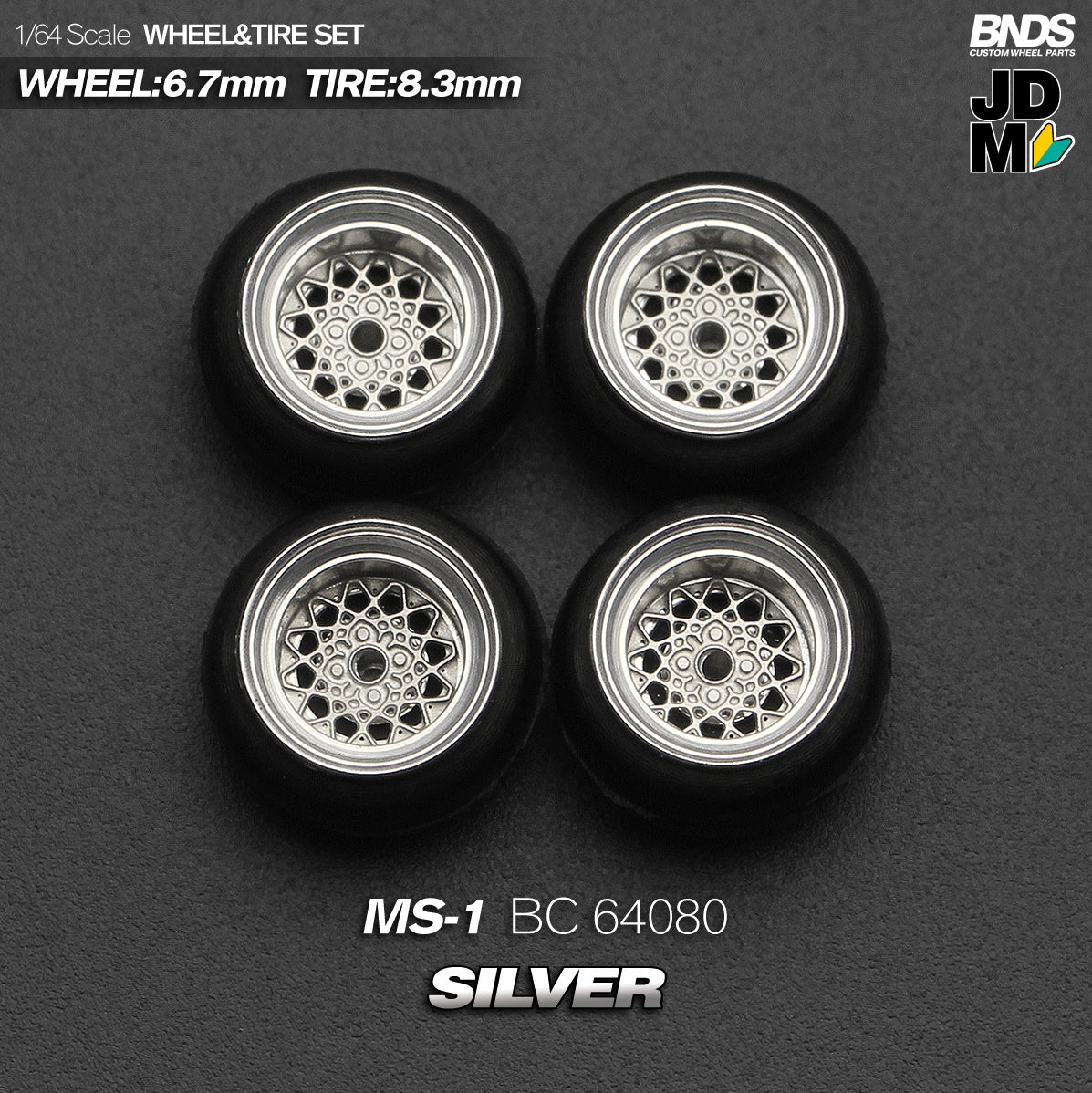 BNDS by Mot Hobby 1/64 Diecast Wheels and Tire Set - Alloy Classic 15-inch/8.3mm | BC64079 - BC64080