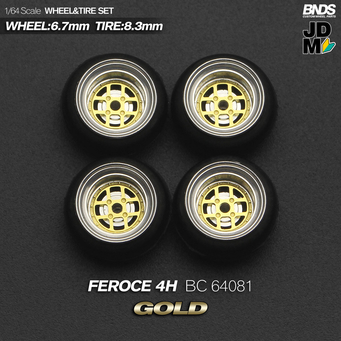 BNDS by Mot Hobby 1/64 Diecast Wheels and Tire Set - Alloy Classic 15-inch/8.3mm | BC64081 - BC64082