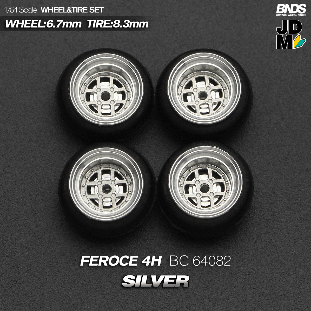 BNDS by Mot Hobby 1/64 Diecast Wheels and Tire Set - Alloy Classic 15-inch/8.3mm | BC64081 - BC64082