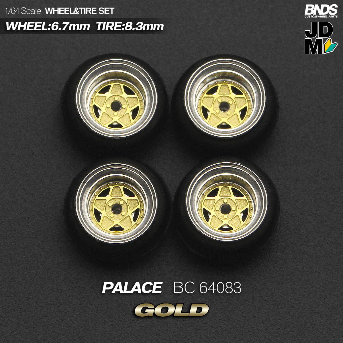 BNDS by Mot Hobby 1/64 Diecast Wheels and Tire Set - Alloy Classic 15-inch/8.3mm | BC64083 - BC64084