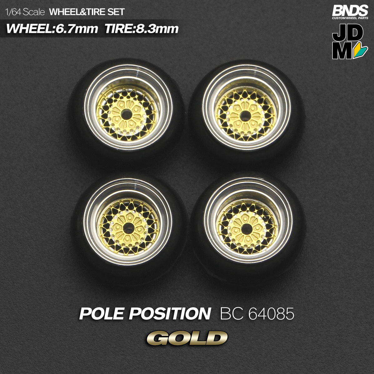 BNDS by Mot Hobby 1/64 Diecast Wheels and Tire Set - Alloy Classic 15-inch/8.3mm | BC64085 - BC64086