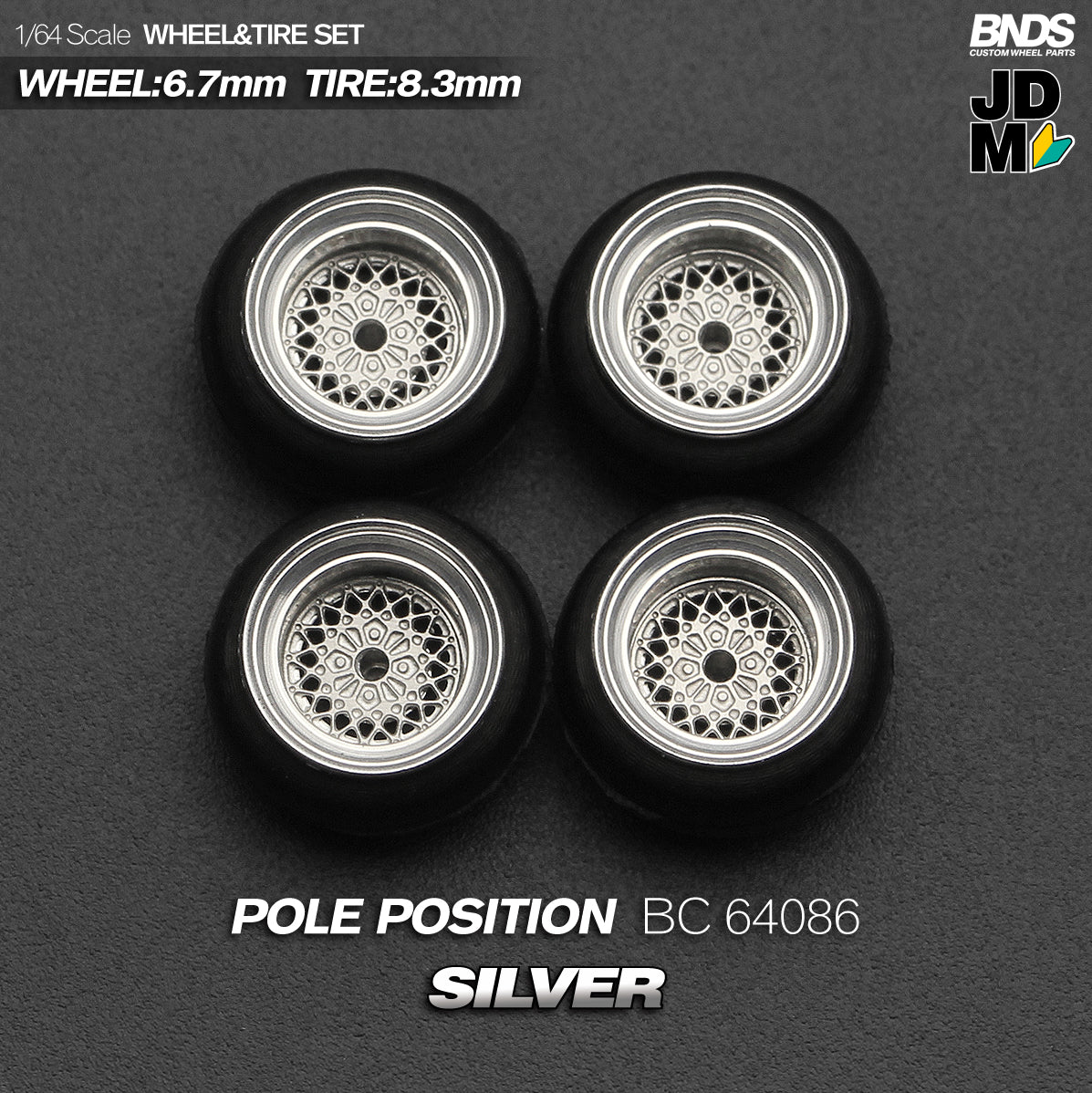 BNDS by Mot Hobby 1/64 Diecast Wheels and Tire Set - Alloy Classic 15-inch/8.3mm | BC64085 - BC64086