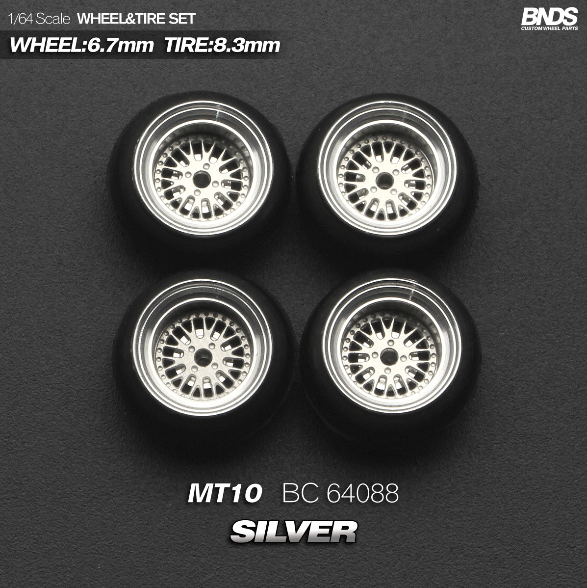 BNDS by Mot Hobby 1/64 Diecast Wheels and Tire Set - Alloy Classic 15-inch/8.3mm | BC64087 - BC64088