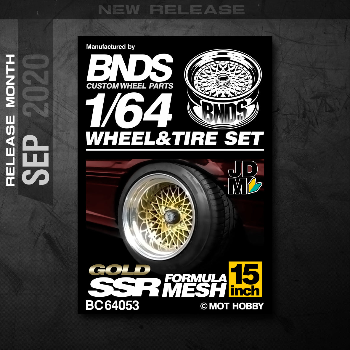 BNDS by Mot Hobby 1/64 Diecast Wheels and Tire Set - Alloy Classic 15-inch/8.3mm | BC64053 - BC64054