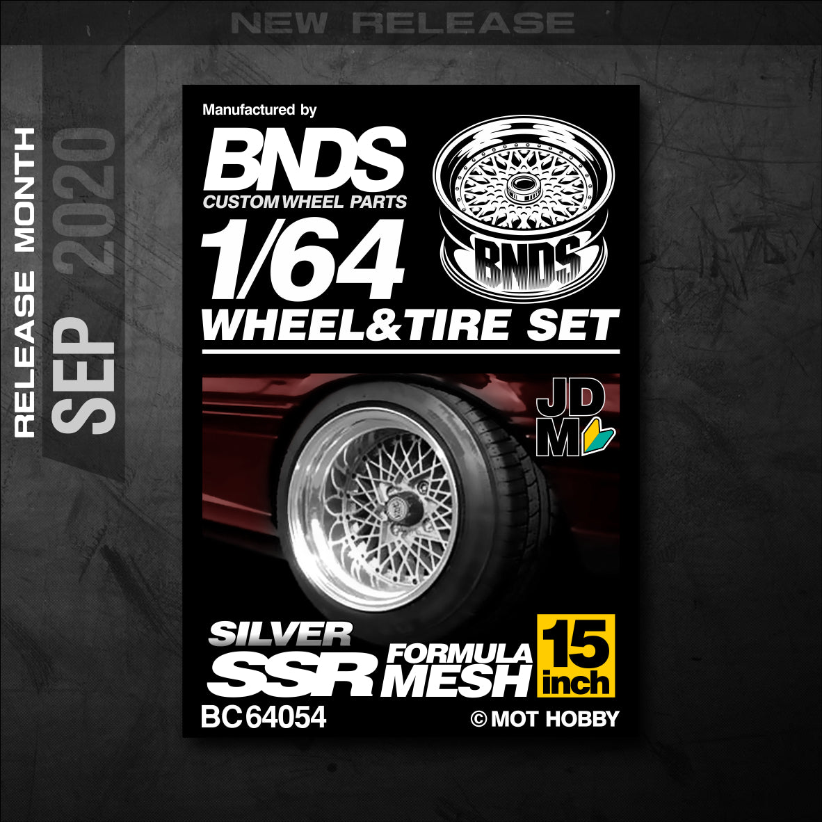 BNDS by Mot Hobby 1/64 Diecast Wheels and Tire Set - Alloy Classic 15-inch/8.3mm | BC64053 - BC64054