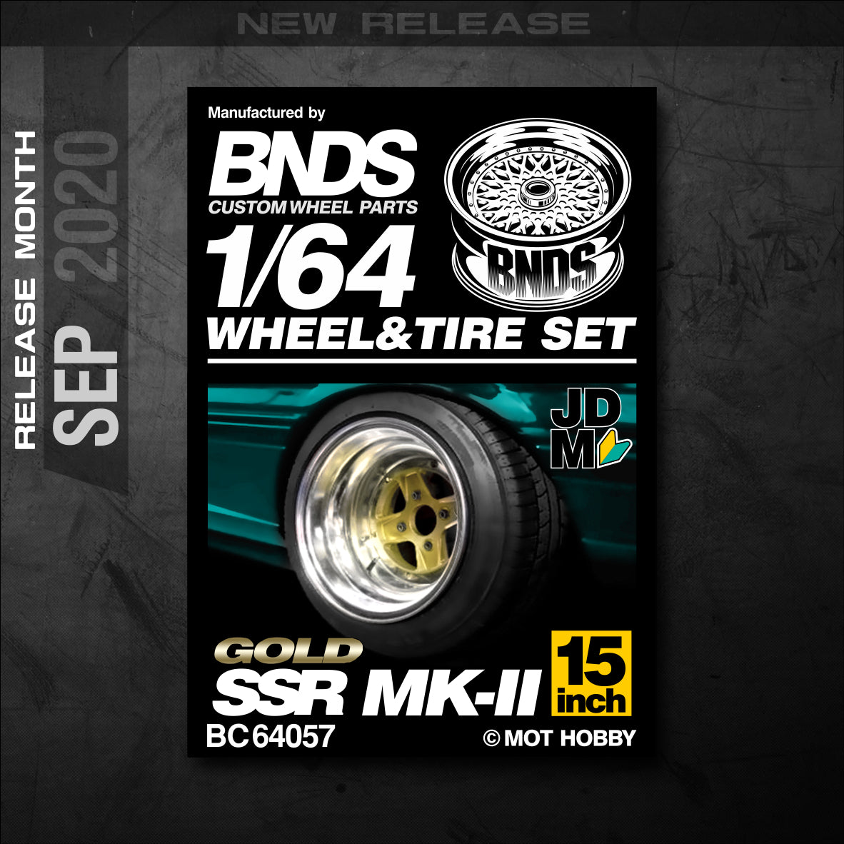 BNDS by Mot Hobby 1/64 Diecast Wheels and Tire Set - Alloy Classic 15-inch/8.3mm | BC64057 - BC64058