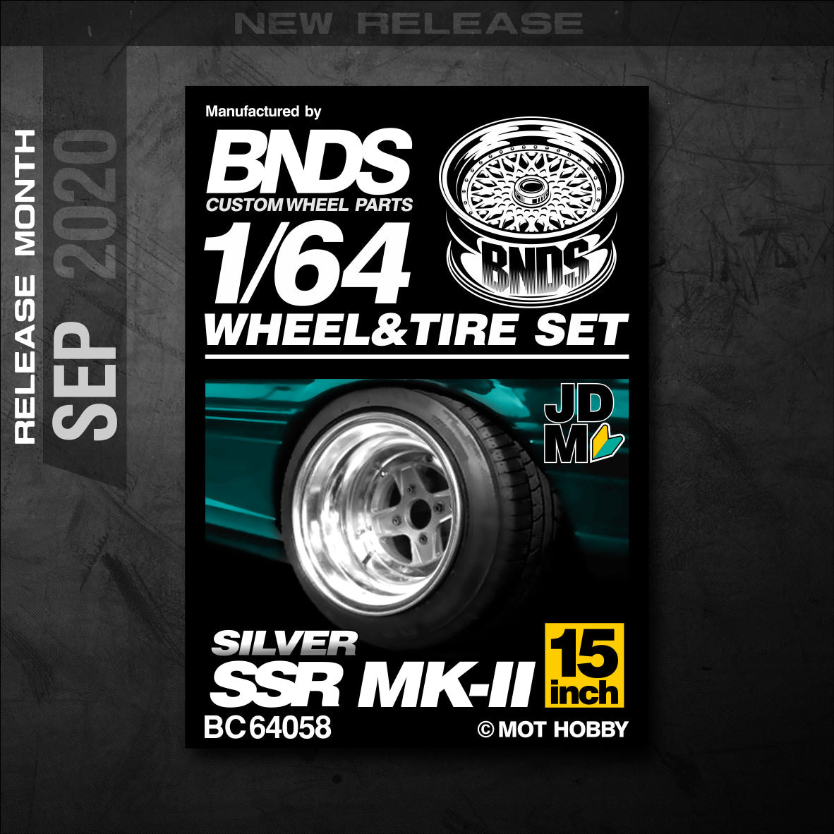 BNDS by Mot Hobby 1/64 Diecast Wheels and Tire Set - Alloy Classic 15-inch/8.3mm | BC64057 - BC64058