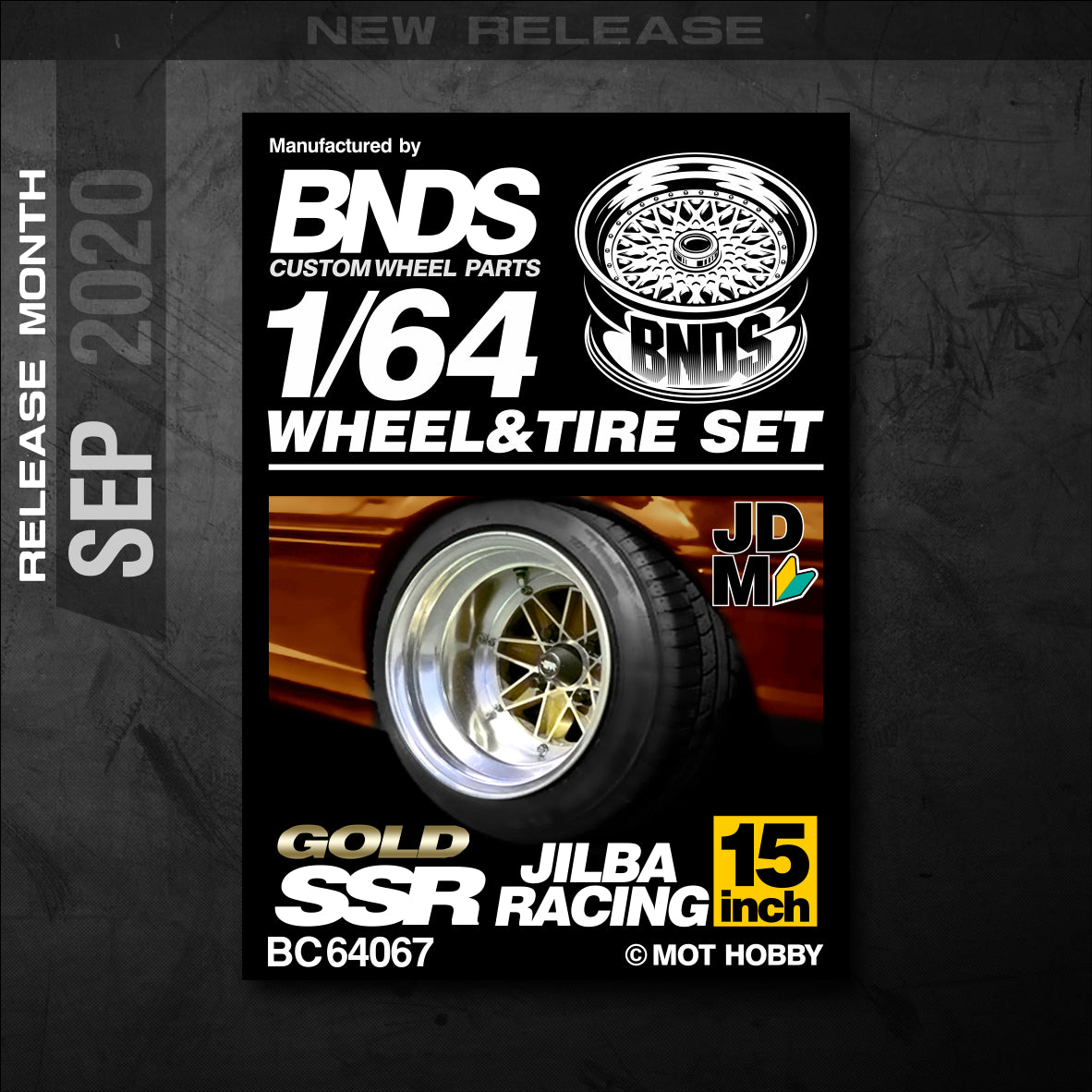 BNDS by Mot Hobby 1/64 Diecast Wheels and Tire Set - Alloy Classic 15-inch/8.3mm | BC64067 - BC64068