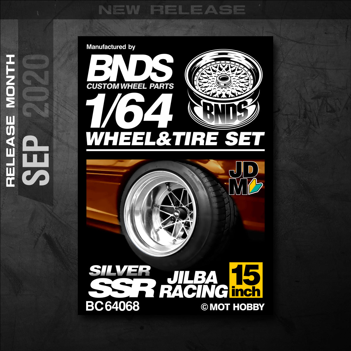 BNDS by Mot Hobby 1/64 Diecast Wheels and Tire Set - Alloy Classic 15-inch/8.3mm | BC64067 - BC64068