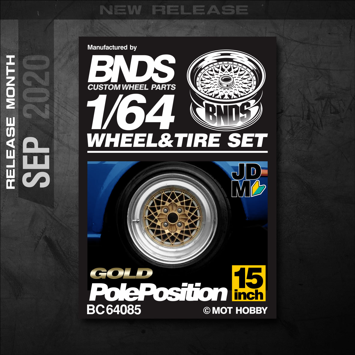 BNDS by Mot Hobby 1/64 Diecast Wheels and Tire Set - Alloy Classic 15-inch/8.3mm | BC64085 - BC64086