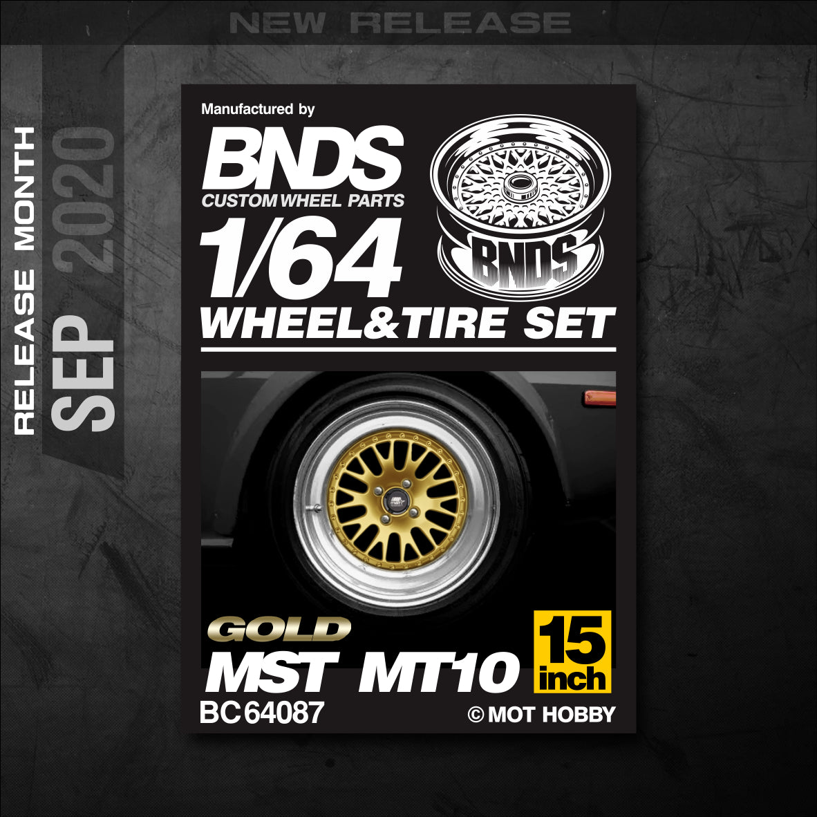 BNDS by Mot Hobby 1/64 Diecast Wheels and Tire Set - Alloy Classic 15-inch/8.3mm | BC64087 - BC64088