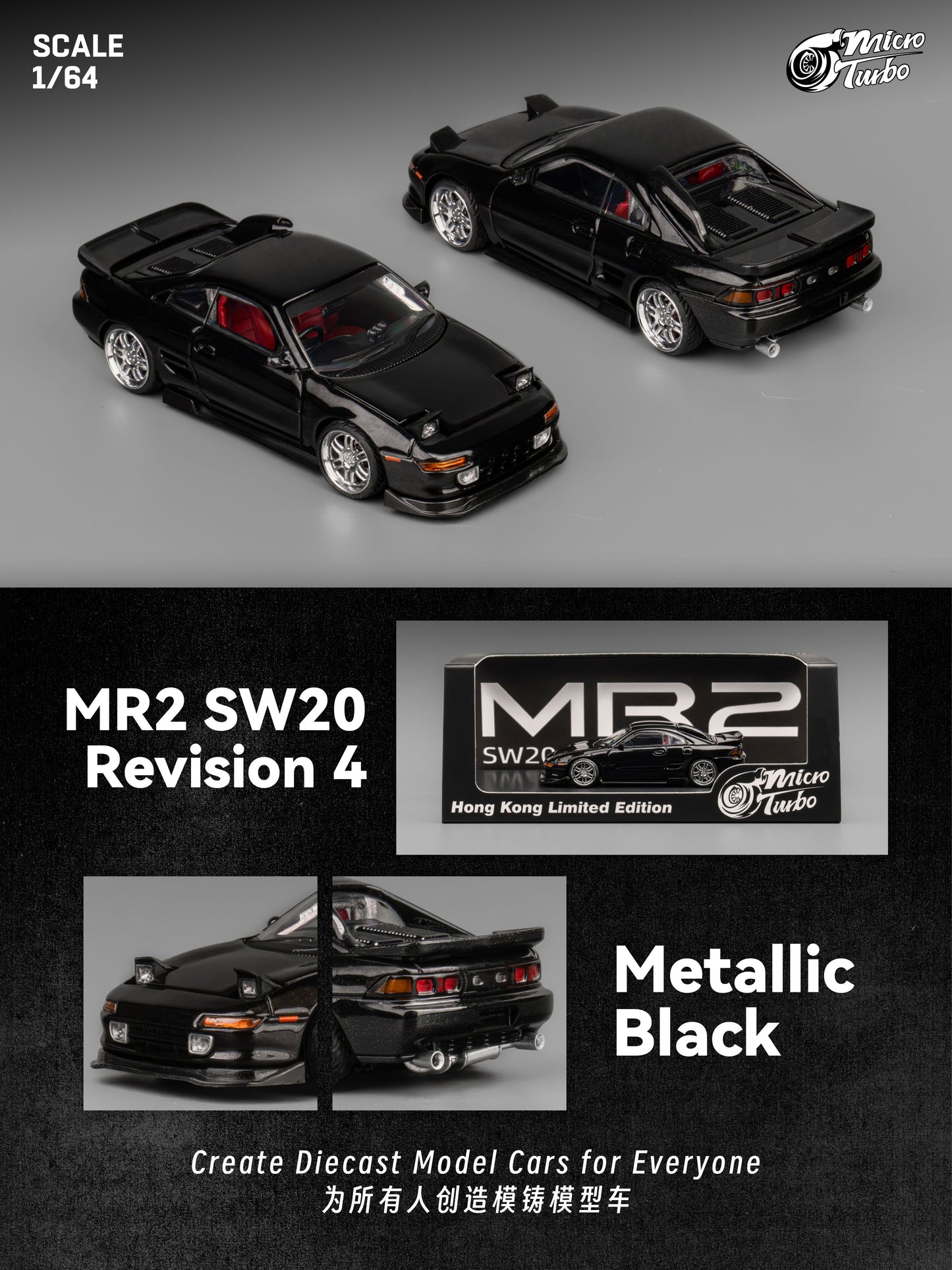 (Pre-order) Microturbo - Custom 1/64 MR2 Hong Kong Limited Edition 2024 - Black