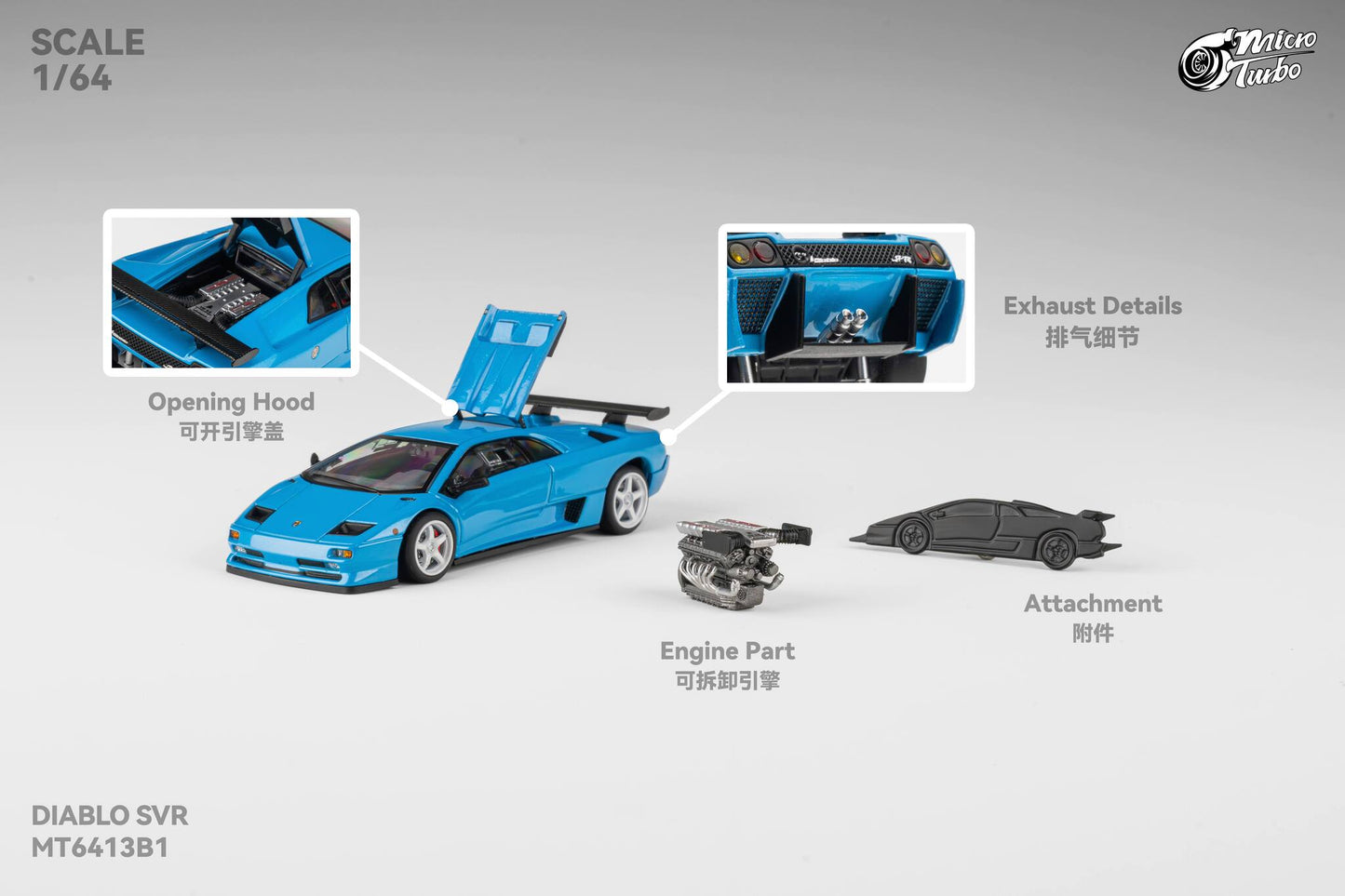 Microturbo 1/64 Custom Diablo SVR - Metallic Blue