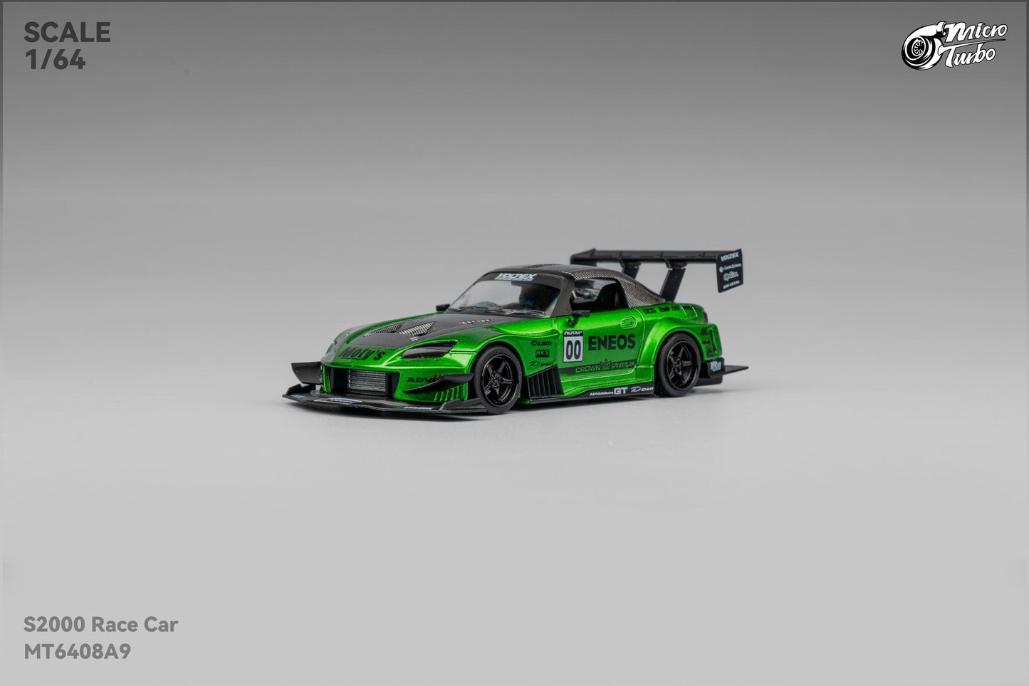 (Pre-Order) Microturbo 1/64 Custom S2000 Race Car - Metallic Green