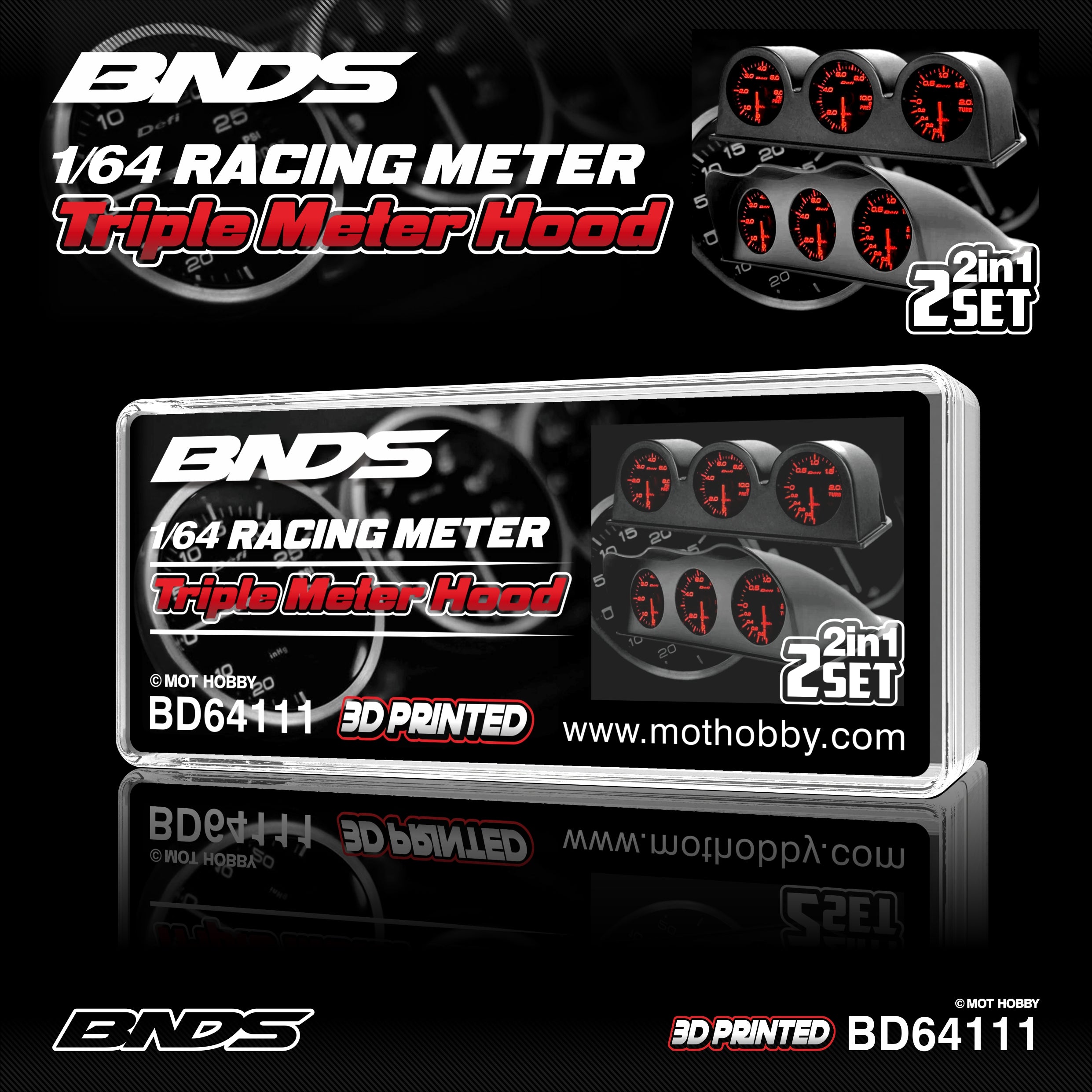 BNDS 1/64 Racing Meter Set - Triple Meter Hood 2-in-1 Set (2pcs) - BD6 ...