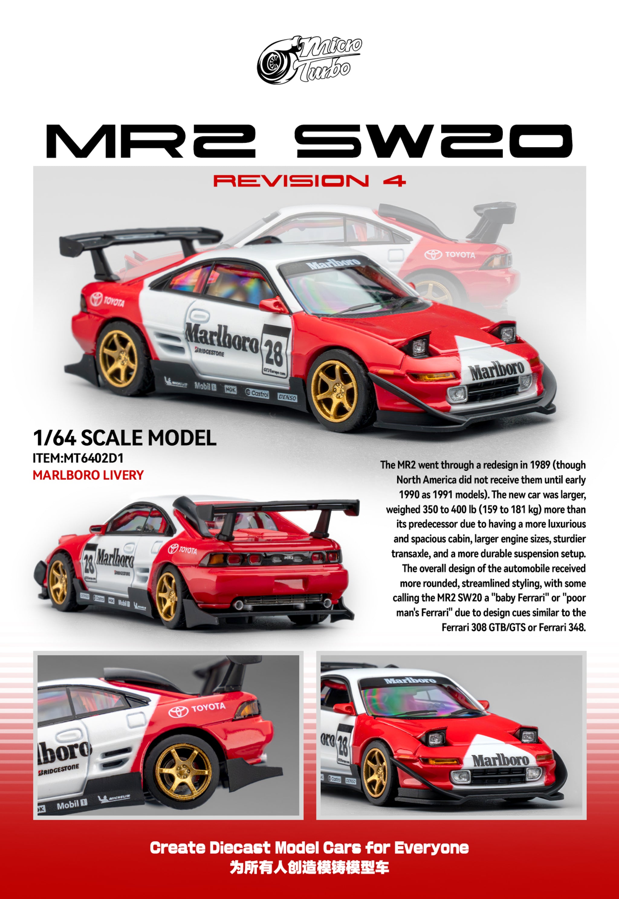 MicroTurbo - 1/64 Custom MR2 - Marlboro Livery – Mot Hobby Studio