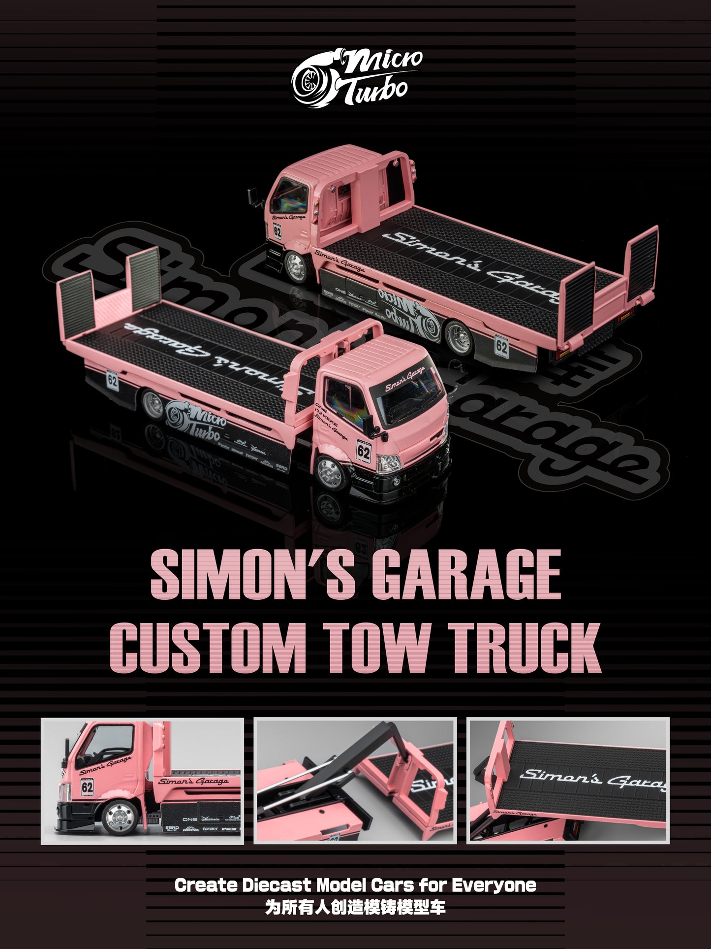 (Pre-Order) MicroTurbo x Simon's Garage - Custom Flatbed Trailer