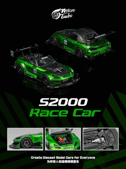 (Pre-Order) Microturbo 1/64 Custom S2000 Race Car - Metallic Green