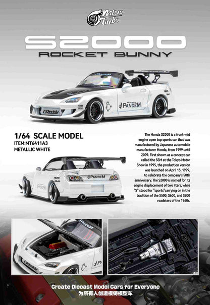 (Pre-Order) Microturbo 1/64 Custom S2000 RB - Metallic White