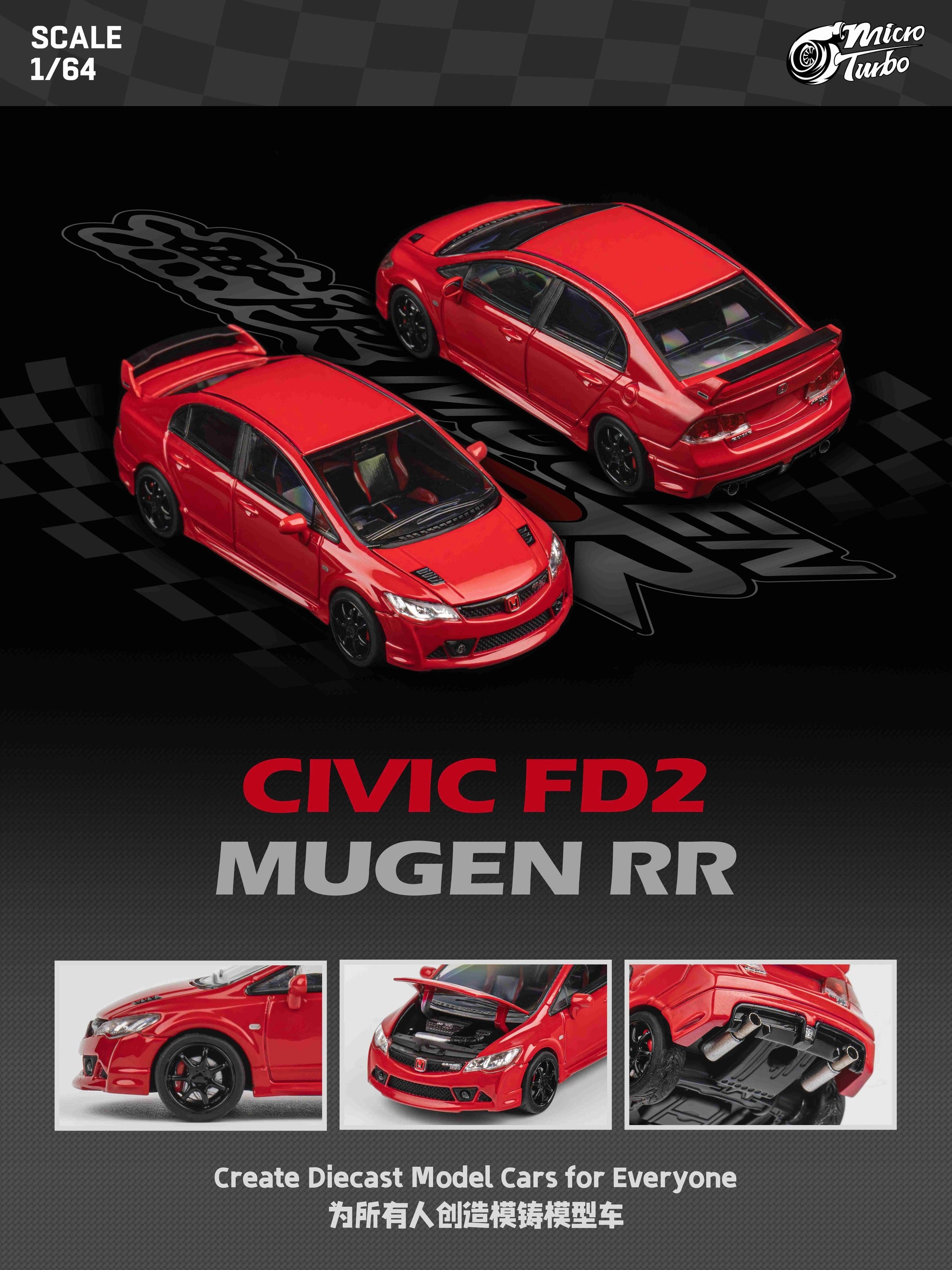 Microturbo 1/64 Custom FD2 MUGEN RR - Red – Mot Hobby Studio