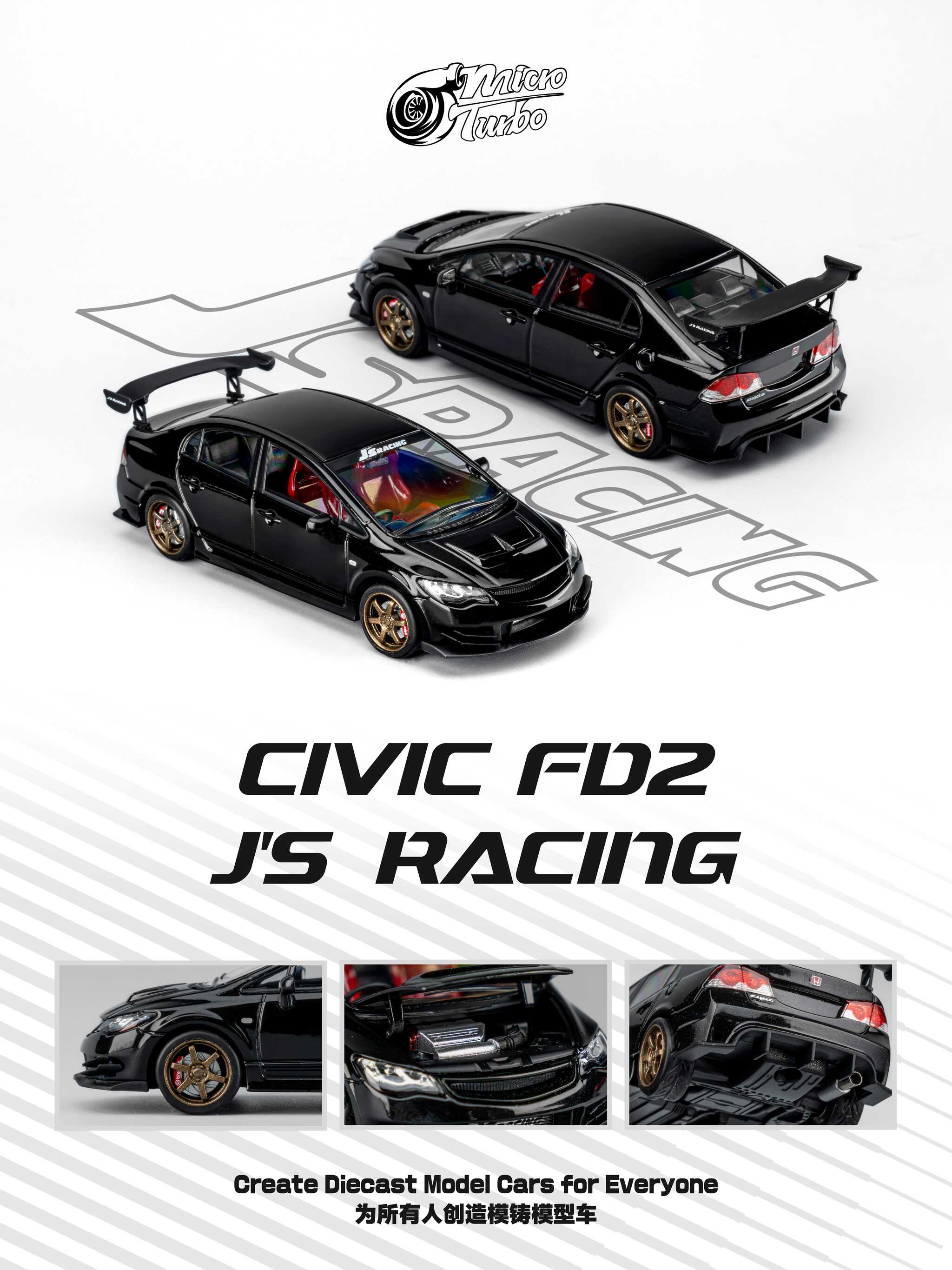 Microturbo - Custom FD2 J’S Racing - Metallic Black – Mot Hobby Studio