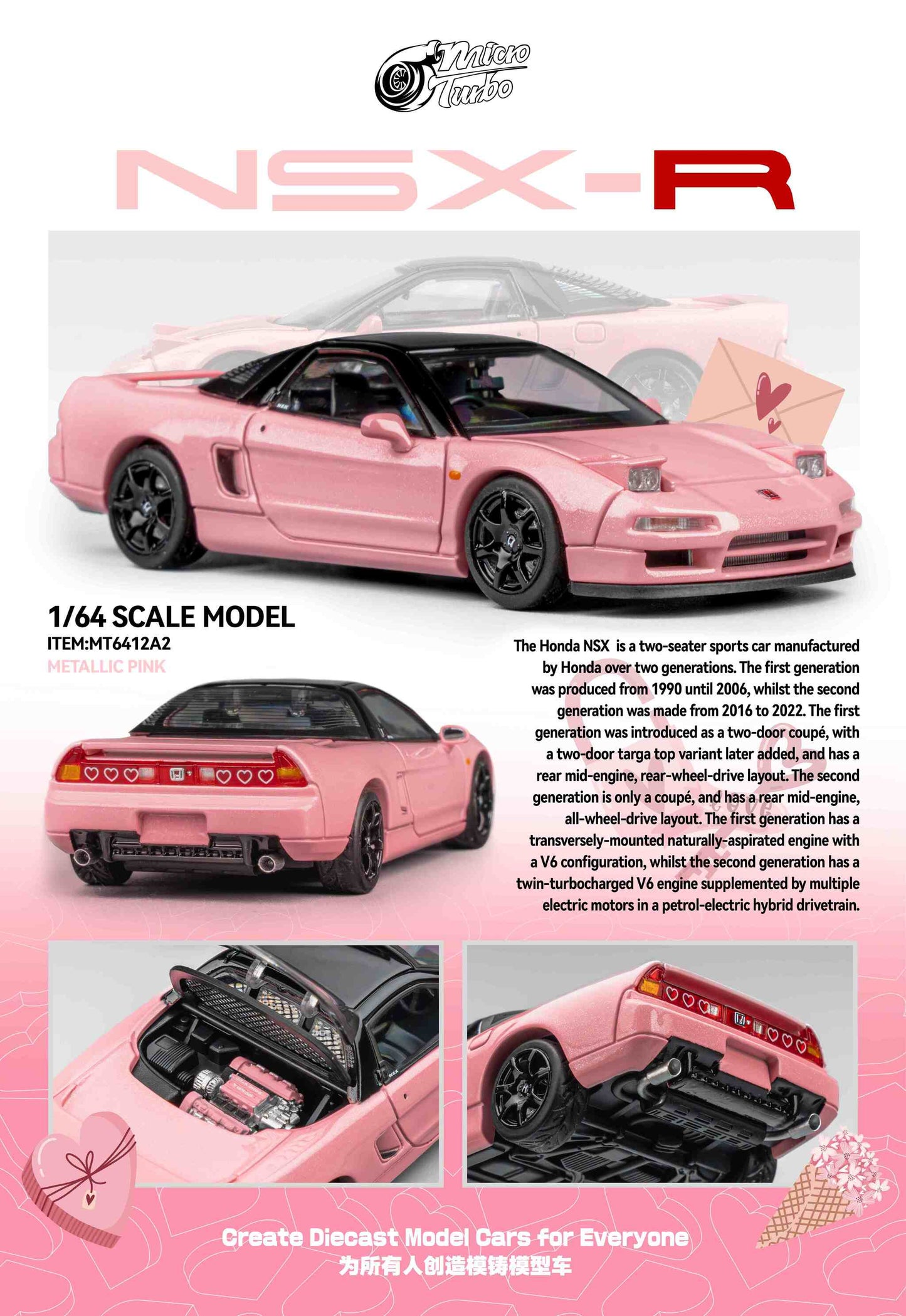 (Pre-Order) Microturbo 1/64 Custom NSX-R NA1 - Metallic Pink
