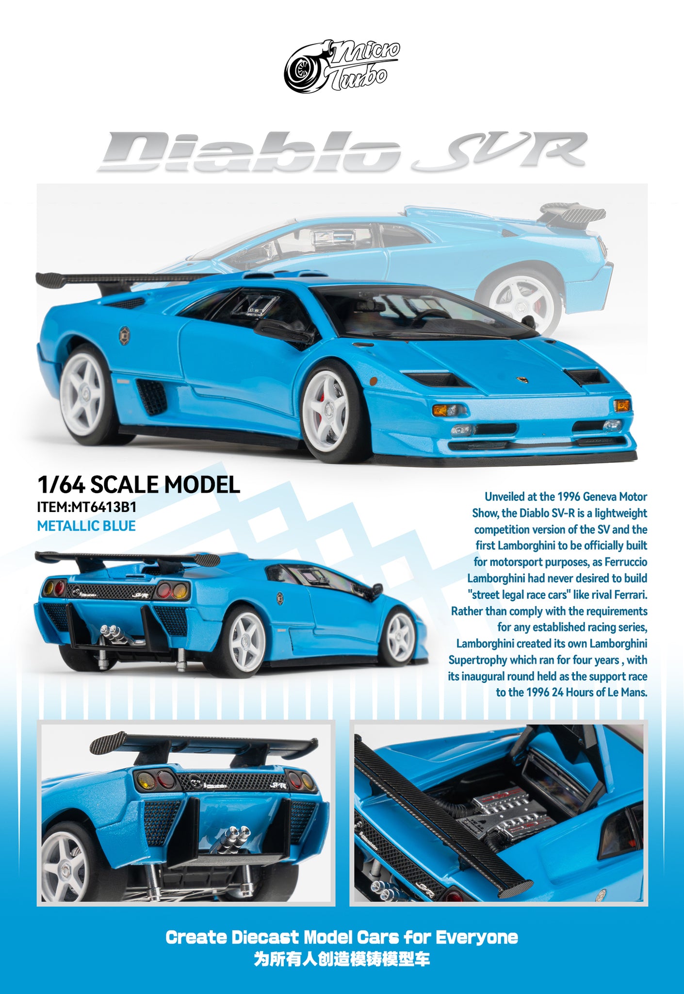 Microturbo 1/64 Custom Diablo SVR - Metallic Blue