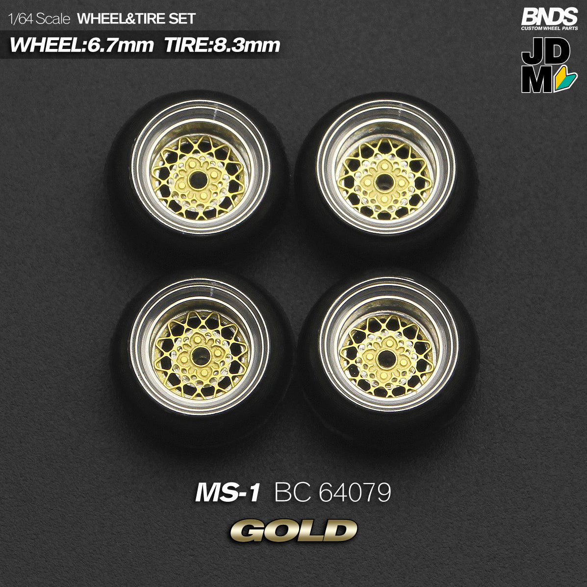 BNDS by Mot Hobby 1/64 Diecast Wheels and Tire Set - Alloy Classic 15-inch/8.3mm | BC64079 - BC64080