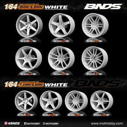 1/64 ABS Plastic Wheel & Tire Set - 8.9/9.8mm - BNDS